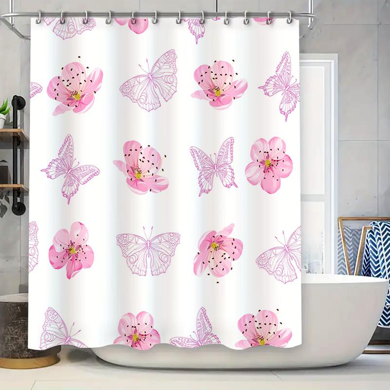 Charming Pink Floral Shower Curtain with ButterfliesPerfect Decoration for Your Bathroom 180x180cm (71 x 71 ) White Black Bot 90x180cm
Charming Pink Floral Shower Curtain with ButterfliesPerfect Decoration for Your Bathroom 180x180cm (71 x 71 ) White Black Bot 90x180cm