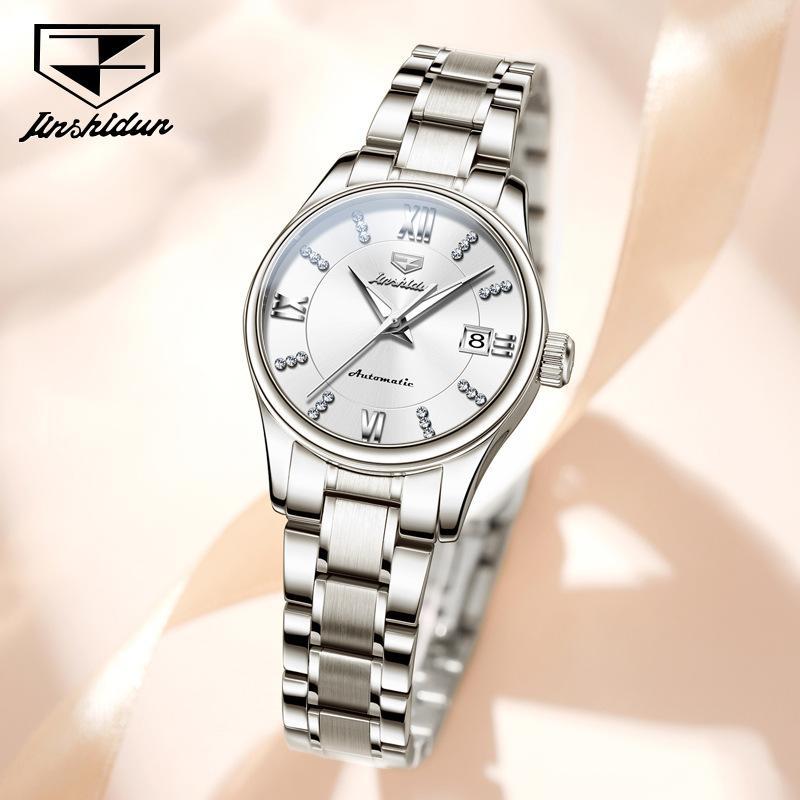 JINSHIDUN Новые женские часы для бизнеса и отдыха, элегантные, легкие, роскошные, повседневные, водонепроницаемые, с одним календарем, механические часы, элитные часы
JINSHIDUN Новые женские часы для бизнеса и отдыха, элегантные, легкие, роскошные, повседневные, водонепроницаемые, с одним календарем, механические часы, элитные часы