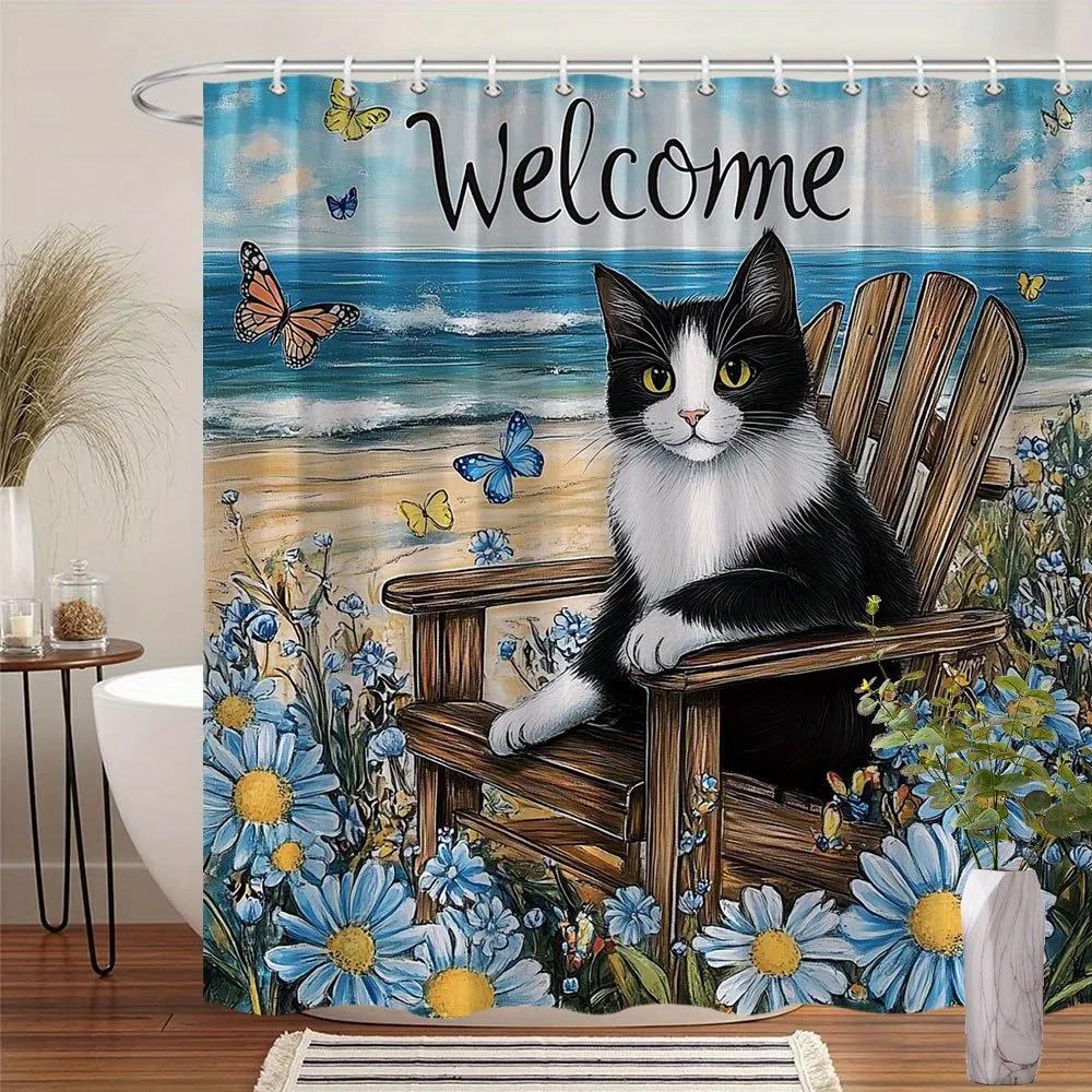 Welcome To Beach Shower Curtain - Cat Hanging On Adirondack Chair Living Room, Bedroom Decoration - Coastal Home Decoration W60H190(CM)-1 Pcs
Welcome To Beach Shower Curtain - Cat Hanging On Adirondack Chair Living Room, Bedroom Decoration - Coastal Home Decoration W60H190(CM)-1 Pcs
