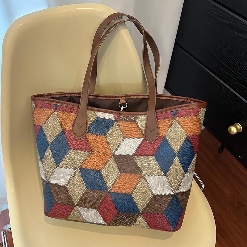 Большая вместительная сумка для женщин на лето, новая простая повседневная сумка через плечо, модная простая ручная сумка-тоут