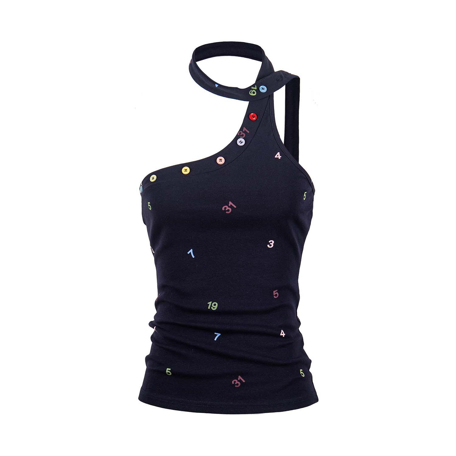 UNBDNS Dark Blue One-Shoulder Halter Camisole: Stylish Sleeveless Summer Outerwear for Women Large темно-синього кольору
UNBDNS Dark Blue One-Shoulder Halter Camisole: Stylish Sleeveless Summer Outerwear for Women Large темно-синього кольору
