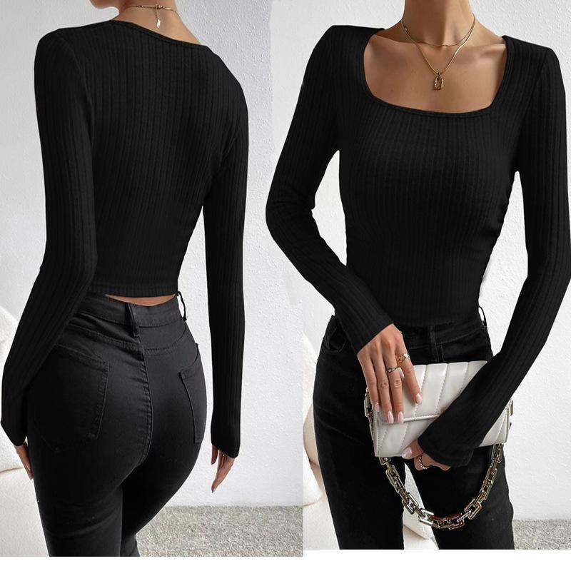 2025 Slim-fit long-sleeved top women s autumn square collar fashion t-shirt women s S чорний
2025 Slim-fit long-sleeved top women s autumn square collar fashion t-shirt women s S чорний