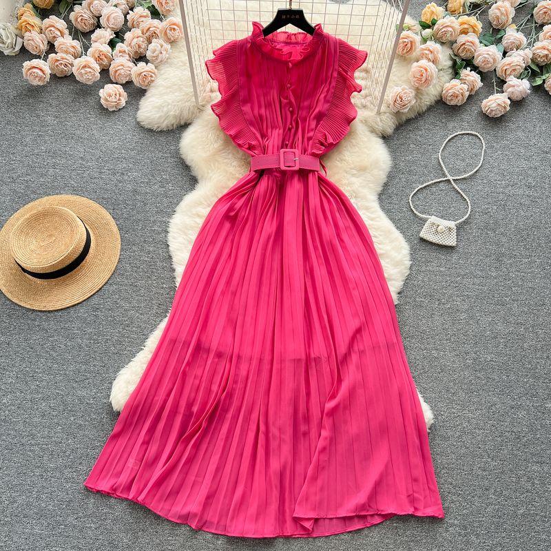 Design with Belt Niche Style Chiffon Summer Dress Rose Red One size
Design with Belt Niche Style Chiffon Summer Dress Rose Red One size