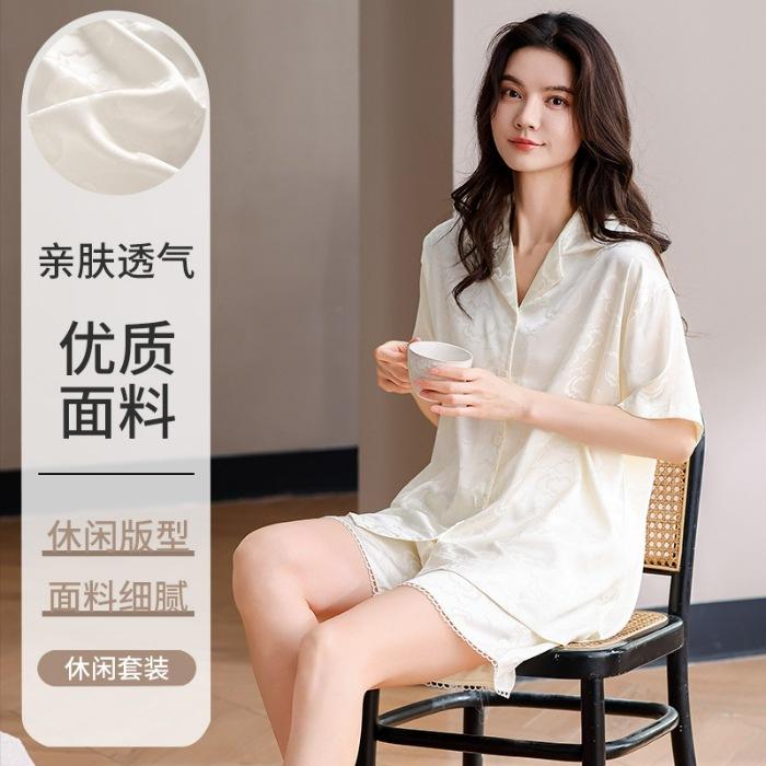 Spot Ice and Snow Silk Pajamas Women s Spring Summer New Short Sleeve Shorts Cardigan Women s Loungewear Two-piece Set XXL
Spot Ice and Snow Silk Pajamas Women s Spring Summer New Short Sleeve Shorts Cardigan Women s Loungewear Two-piece Set XXL
