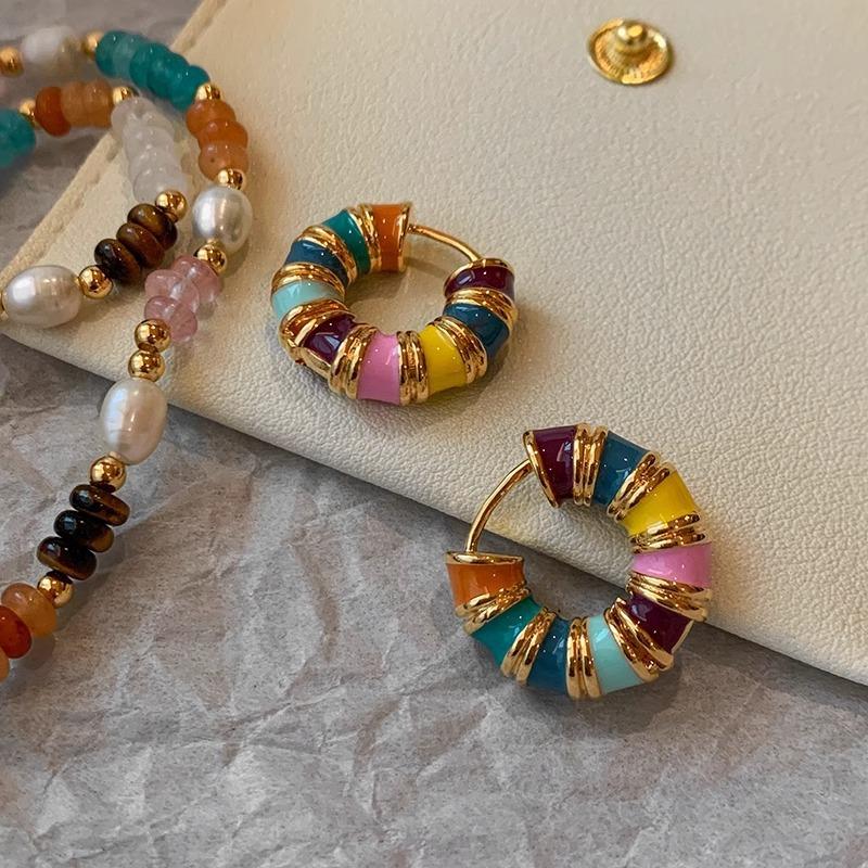 Seven-coloured Enamel Drip Glaze Earrings Heavy-duty Design Heavy Fashion Senior Sense Earrings Trendy Gift Elegant Lady s Accessories Classic Jewelry
Seven-coloured Enamel Drip Glaze Earrings Heavy-duty Design Heavy Fashion Senior Sense Earrings Trendy Gift Elegant Lady s Accessories Classic Jewelry