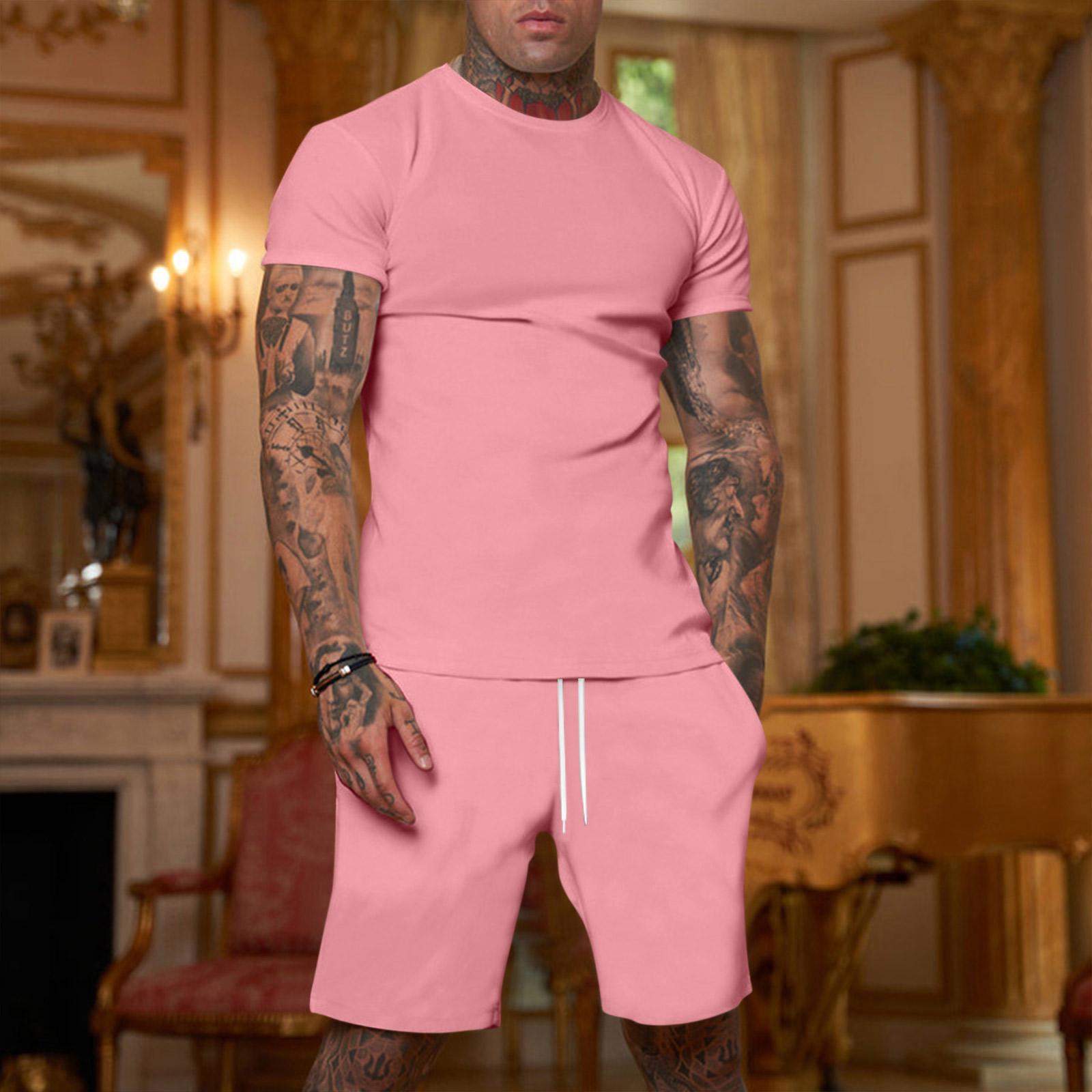 Men’s Short Sleeve Crew Neck T Shirt and Drawstring Shorts Set Casual Two Piece Outfits for Daily Wear and Sports L розовый
Men’s Short Sleeve Crew Neck T Shirt and Drawstring Shorts Set Casual Two Piece Outfits for Daily Wear and Sports L розовый