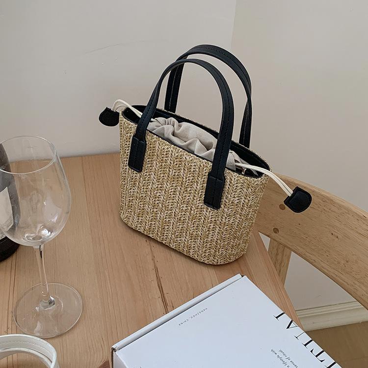 Сумка Дизайн Женская Сумка Соломенная Сумка Летняя Пляжная Сумка Модная Тканая Сумка Сумка Через Плечо чёрный