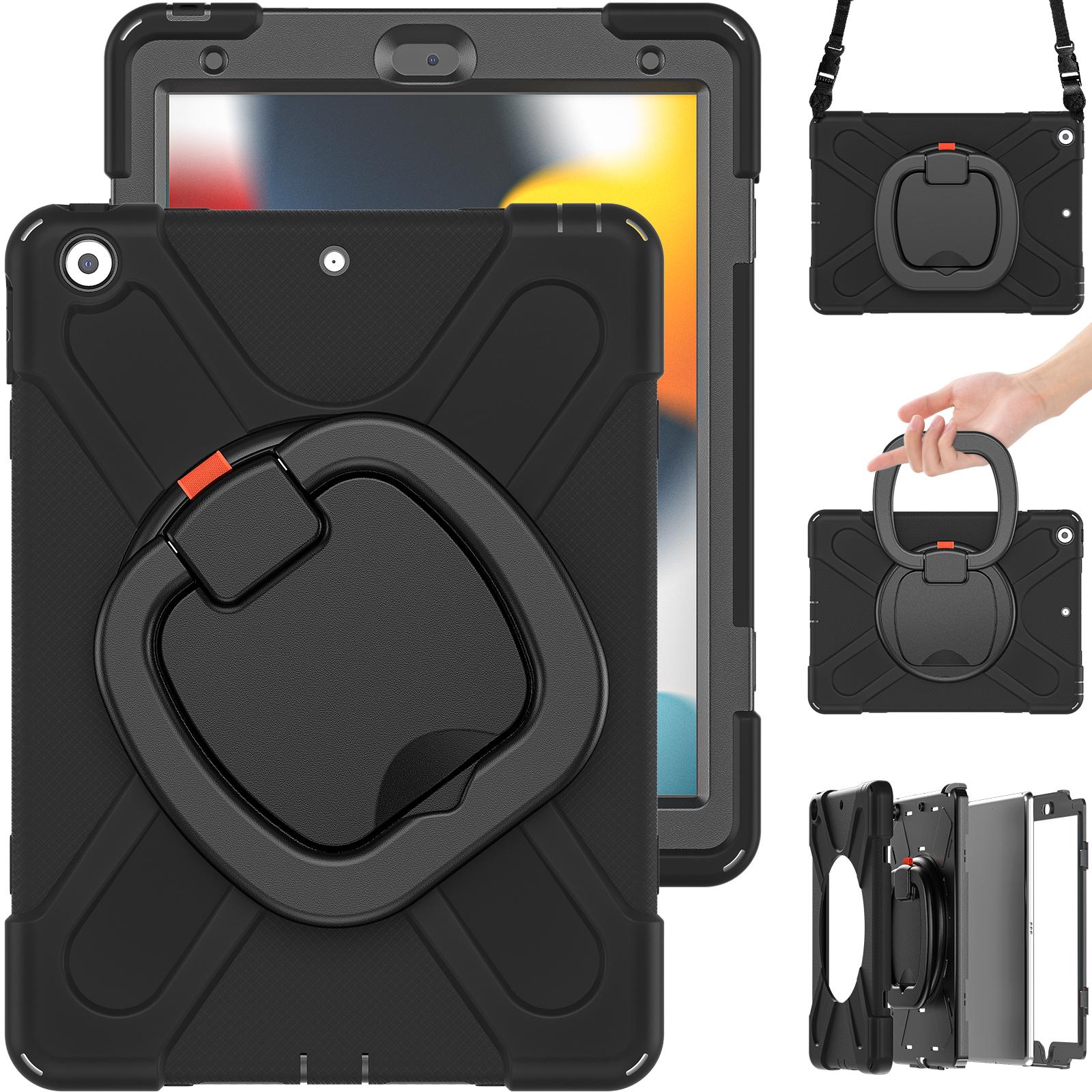 For iPad 10.2 (2021)/(2019)/(2020) Rotary Kickstand Tablet Case PC+Silicone Tablet Cover with Shoulder Strap Black+Black
For iPad 10.2 (2021)/(2019)/(2020) Rotary Kickstand Tablet Case PC+Silicone Tablet Cover with Shoulder Strap Black+Black