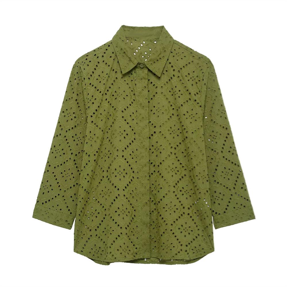 2025 Spring/Summer Women s Embroidered Loose-Fit Shirt with Turn-Down Collar Large армия зеленый
2025 Spring/Summer Women s Embroidered Loose-Fit Shirt with Turn-Down Collar Large армия зеленый