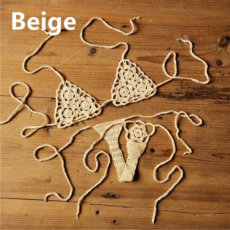 Acheter Handmade Crochet Mini Bikini Costume Beach Micro Maillot De