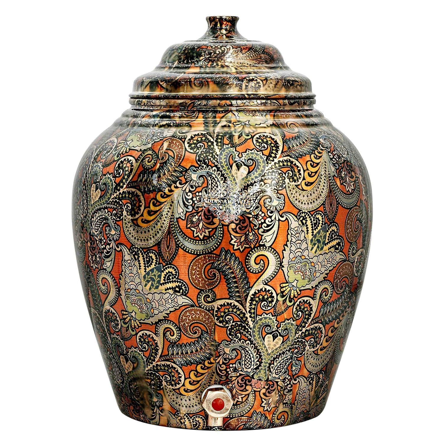 Медный диспенсер для воды Matka с печатным рисунком, для хранения, для домашнего сада, 13 л, оранжевый
Медный диспенсер для воды Matka с печатным рисунком, для хранения, для домашнего сада, 13 л, оранжевый