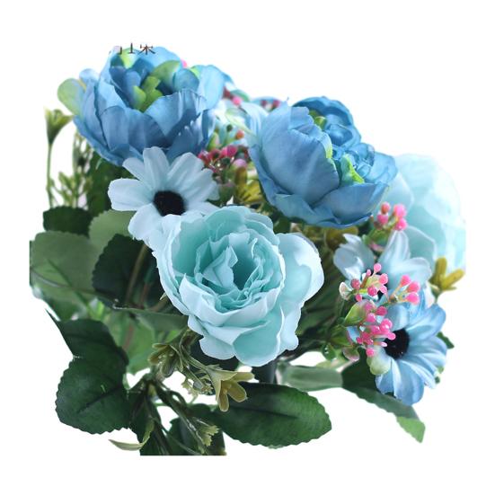 Имитация пиона Реалистичный искусственный букет с зелеными листьями и ветками синий
Имитация пиона Реалистичный искусственный букет с зелеными листьями и ветками синий
