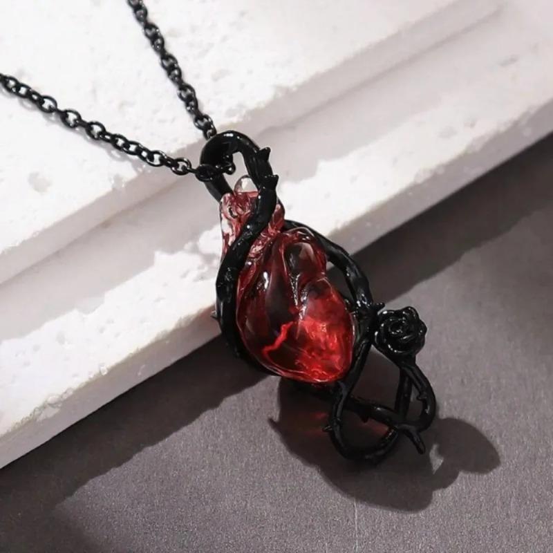 Gothic Personality Irregular Resin Red Heart Thorn Vine Rose Flower Pendant Necklace for Women Halloween Does Not Fade Jewelry чорний
Gothic Personality Irregular Resin Red Heart Thorn Vine Rose Flower Pendant Necklace for Women Halloween Does Not Fade Jewelry чорний