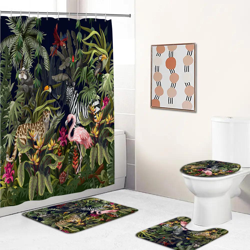 Tropical Plants Flamingo Printing Shower Curtain Set For Bathroom Non Slip Bath Mat And Bath Curtain Set Bath Rug Toilet Carpet W60H190(CM)-1 Pcs
Tropical Plants Flamingo Printing Shower Curtain Set For Bathroom Non Slip Bath Mat And Bath Curtain Set Bath Rug Toilet Carpet W60H190(CM)-1 Pcs