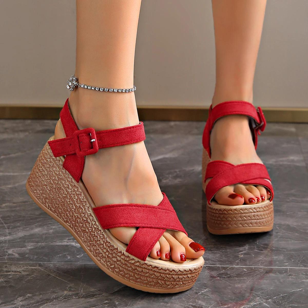 Fashion Womens Shoes Cloth Surface Platform Sandals with Heel Suit Female Beige Buckle Strap Muffins Shoe Luxury Espadrilles 36 красный
Fashion Womens Shoes Cloth Surface Platform Sandals with Heel Suit Female Beige Buckle Strap Muffins Shoe Luxury Espadrilles 36 красный