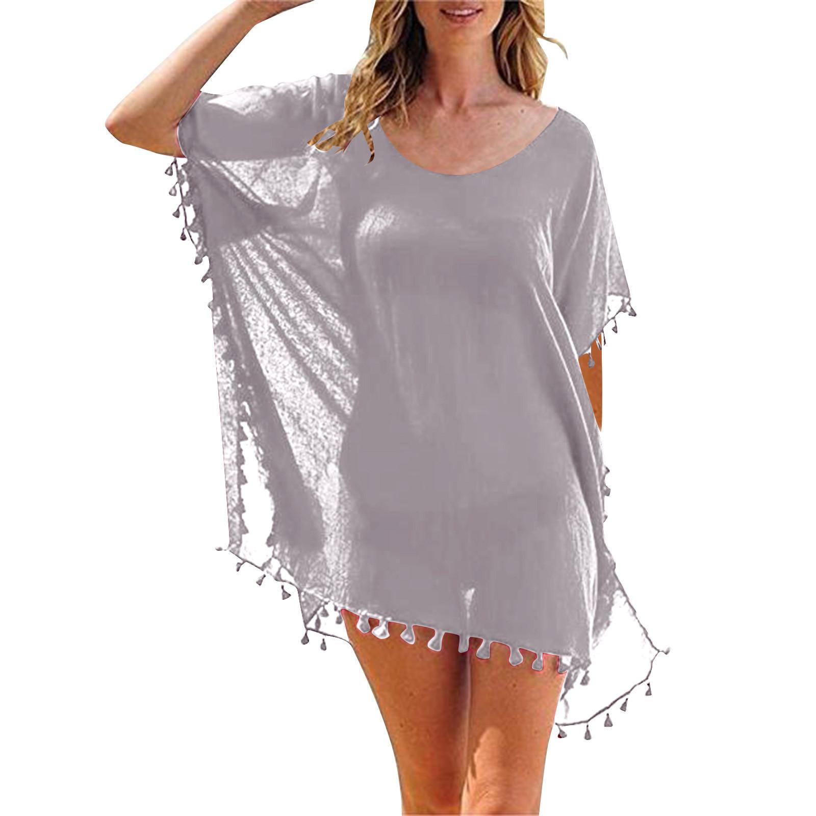 Women s Round Neck Poncho Beach Cover Up Lightweight Sheer Tunic with Tassel Trim Loose Fit Summer Swimwear Top One Size
Women s Round Neck Poncho Beach Cover Up Lightweight Sheer Tunic with Tassel Trim Loose Fit Summer Swimwear Top One Size