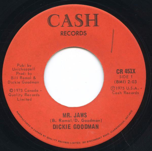 7inch Record DICKIE GOODMAN - Mr. Jaws / Irv s Theme CR451X Cash Records 1975 Canada Soul/Funk Used
7inch Record DICKIE GOODMAN - Mr. Jaws / Irv s Theme CR451X Cash Records 1975 Canada Soul/Funk Used