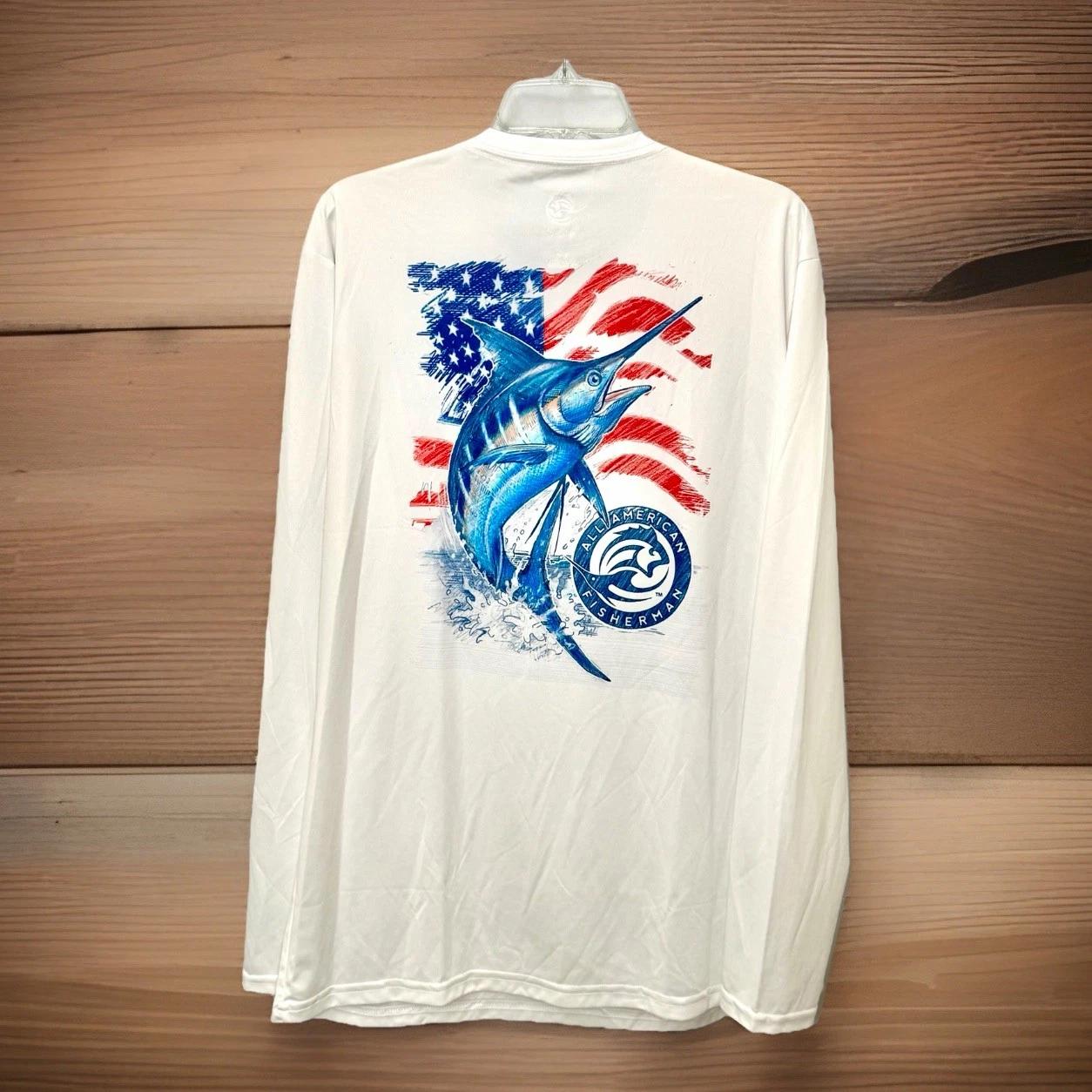 ALL AMERICAN FISHERMAN Performance Fishing Sun Shirt Wicking White Size Large 4XL
ALL AMERICAN FISHERMAN Performance Fishing Sun Shirt Wicking White Size Large 4XL