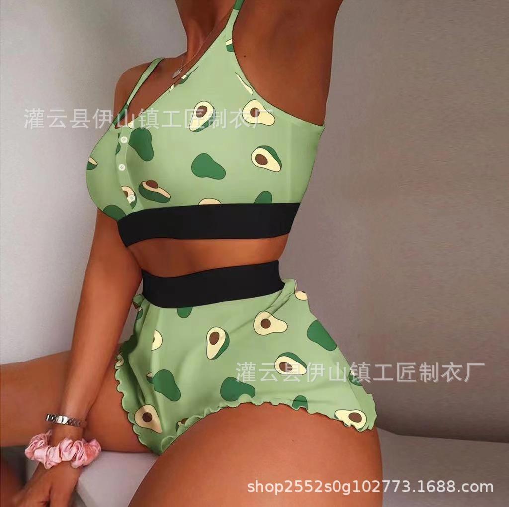 New women s large size fashion printing suspender pajamas tight thin loungewear two-piece set XL авокадо
New women s large size fashion printing suspender pajamas tight thin loungewear two-piece set XL авокадо