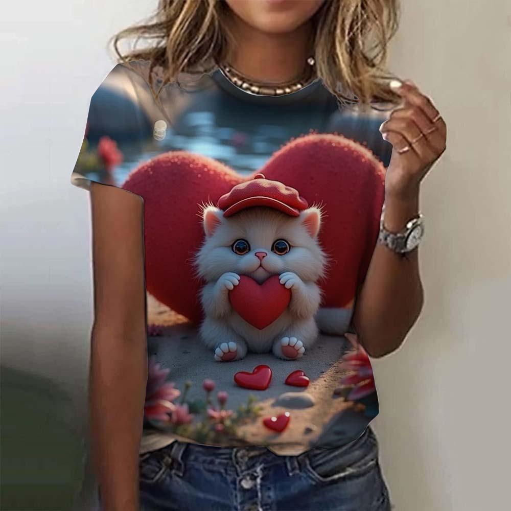 Женская футболка с изображением милого кота в виде животного с 3D-принтом, футболка большого размера, летняя мода, новая женская одежда 2000 года, женские топы, футболки для девочек 5XL
Женская футболка с изображением милого кота в виде животного с 3D-принтом, футболка большого размера, летняя мода, новая женская одежда 2000 года, женские топы, футболки для девочек 5XL