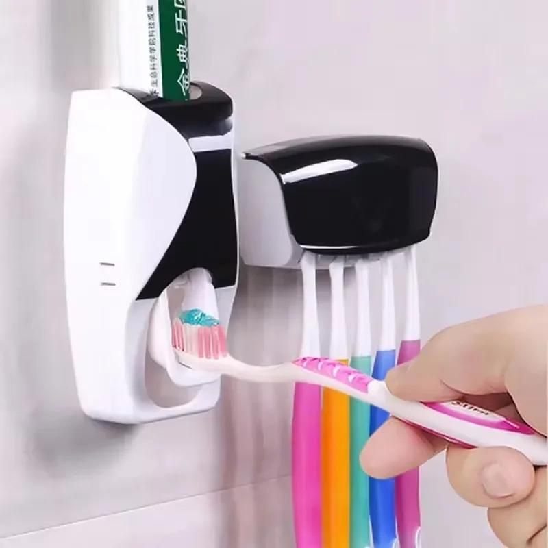 1 set of easy-to-use toothbrush holder with automatic toothpaste dispenser, wall mounted toothbrush storage rack, and bathroom
1 set of easy-to-use toothbrush holder with automatic toothpaste dispenser, wall mounted toothbrush storage rack, and bathroom