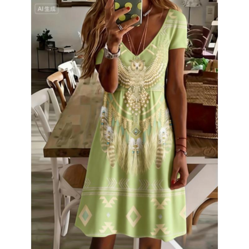 Women s Tribal Eagle Print Short Sleeve Summer Casual V-Neck Dress XL
Women s Tribal Eagle Print Short Sleeve Summer Casual V-Neck Dress XL