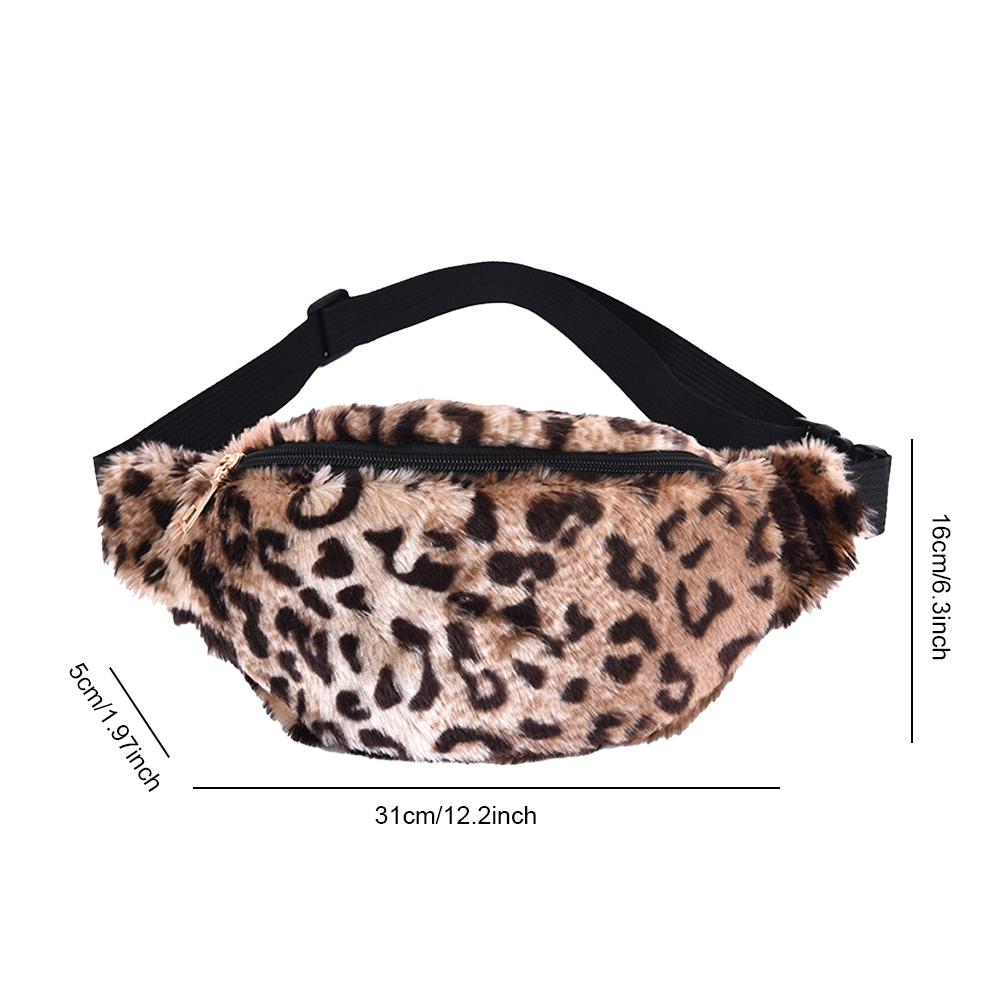 Большая женская поясная сумка, зимняя плюшевая поясная сумка, модная пушистая сумка через плечо на груди, роскошная поясная сумка, дизайнерские кошельки-бананы цветной печати леопарда