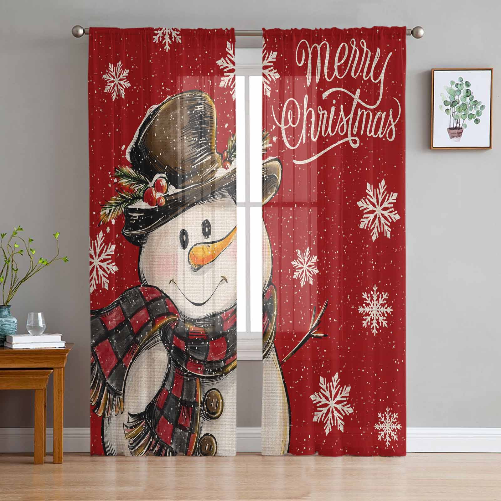 Christmas Snowman Snowflake Curtains For Living Room Bedroom Home Decoration Window Voile Tulle Curtain Drapes W135 x H114cm
Christmas Snowman Snowflake Curtains For Living Room Bedroom Home Decoration Window Voile Tulle Curtain Drapes W135 x H114cm