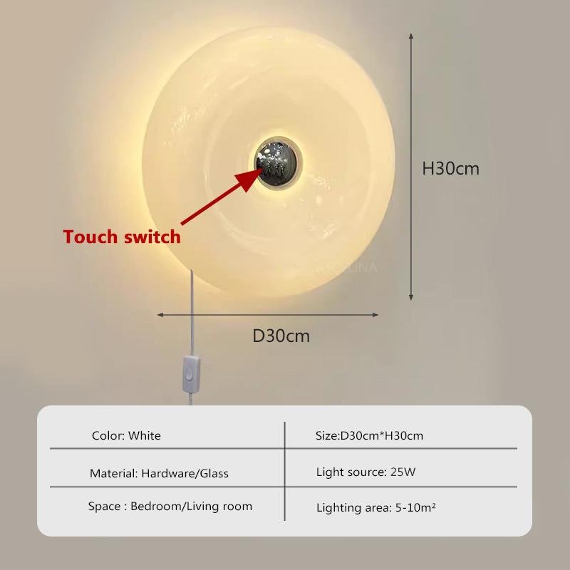 Bauhaus luxury donut glass wall lamp touch switch USB plug living room bedroom bedside study desk lamp office LED night light Tricolor light білий
Bauhaus luxury donut glass wall lamp touch switch USB plug living room bedroom bedside study desk lamp office LED night light Tricolor light білий