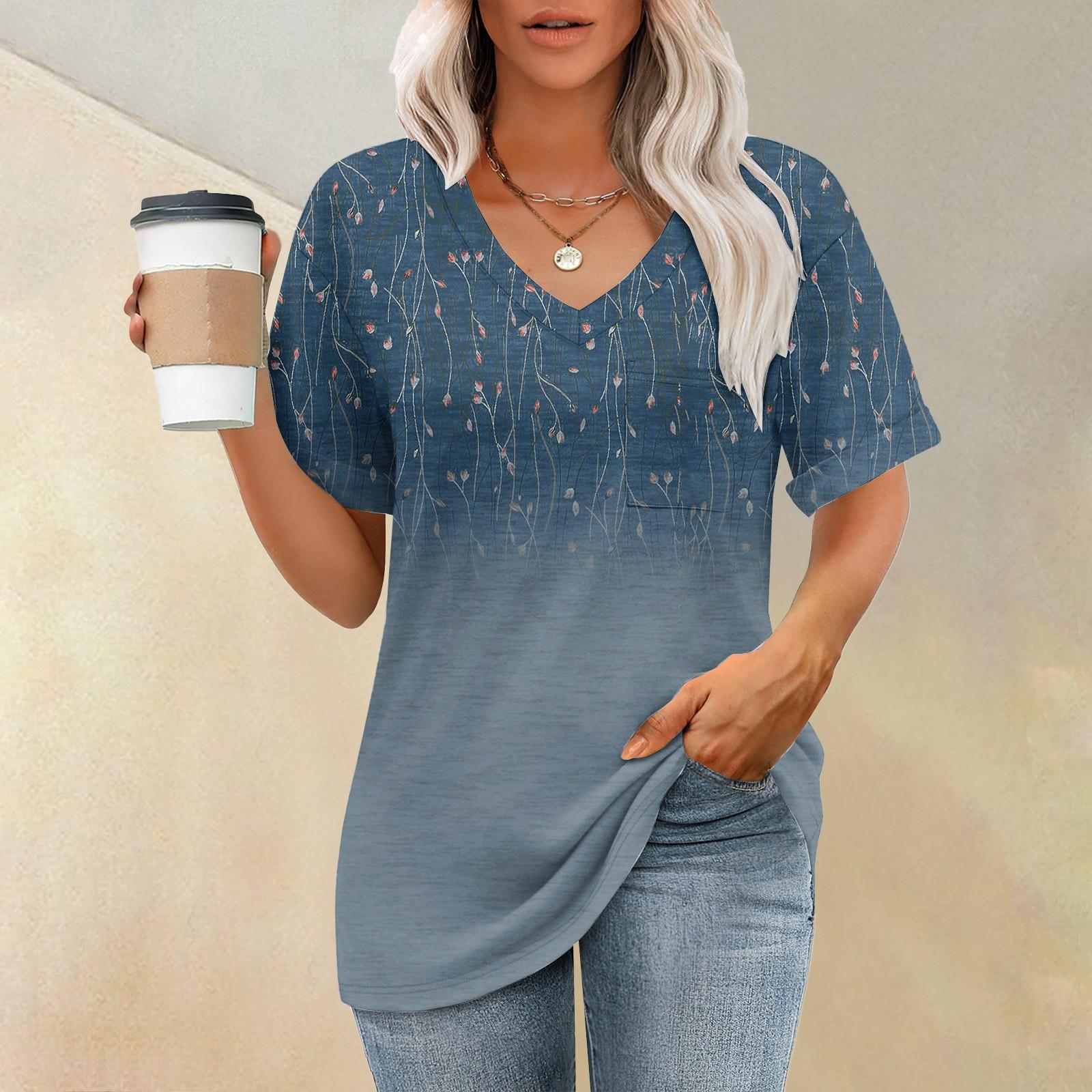 Fashion Tops Pocket V-neck Short Sleeve Plant Print T-shirt XL небо синє кольору
Fashion Tops Pocket V-neck Short Sleeve Plant Print T-shirt XL небо синє кольору