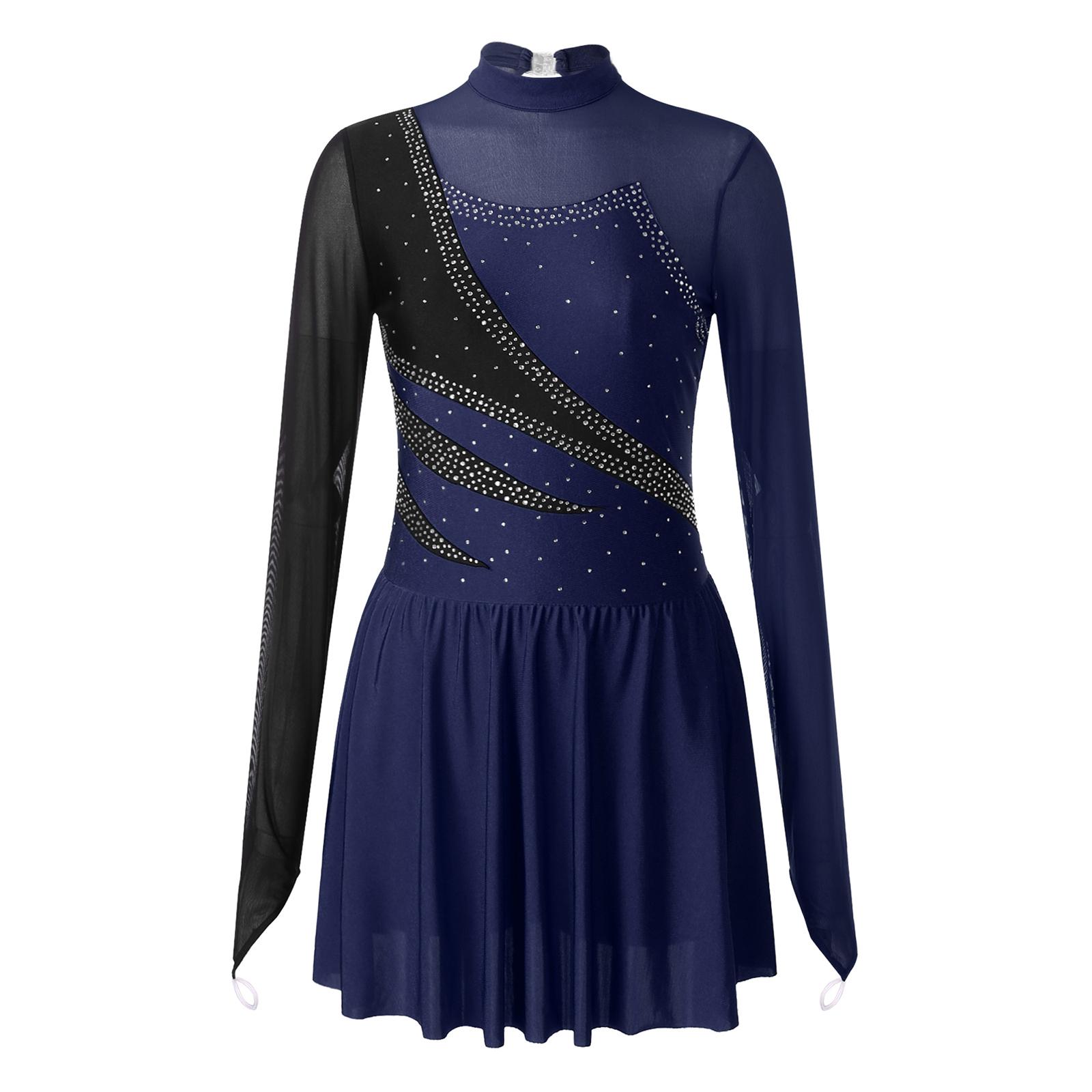 Жіночий блискучий купальник-боді з стразами, прозора сітка, виріз на спині, довгий рукав, сукня для фігурного катання темно-синього кольору
Жіночий блискучий купальник-боді з стразами, прозора сітка, виріз на спині, довгий рукав, сукня для фігурного катання темно-синього кольору