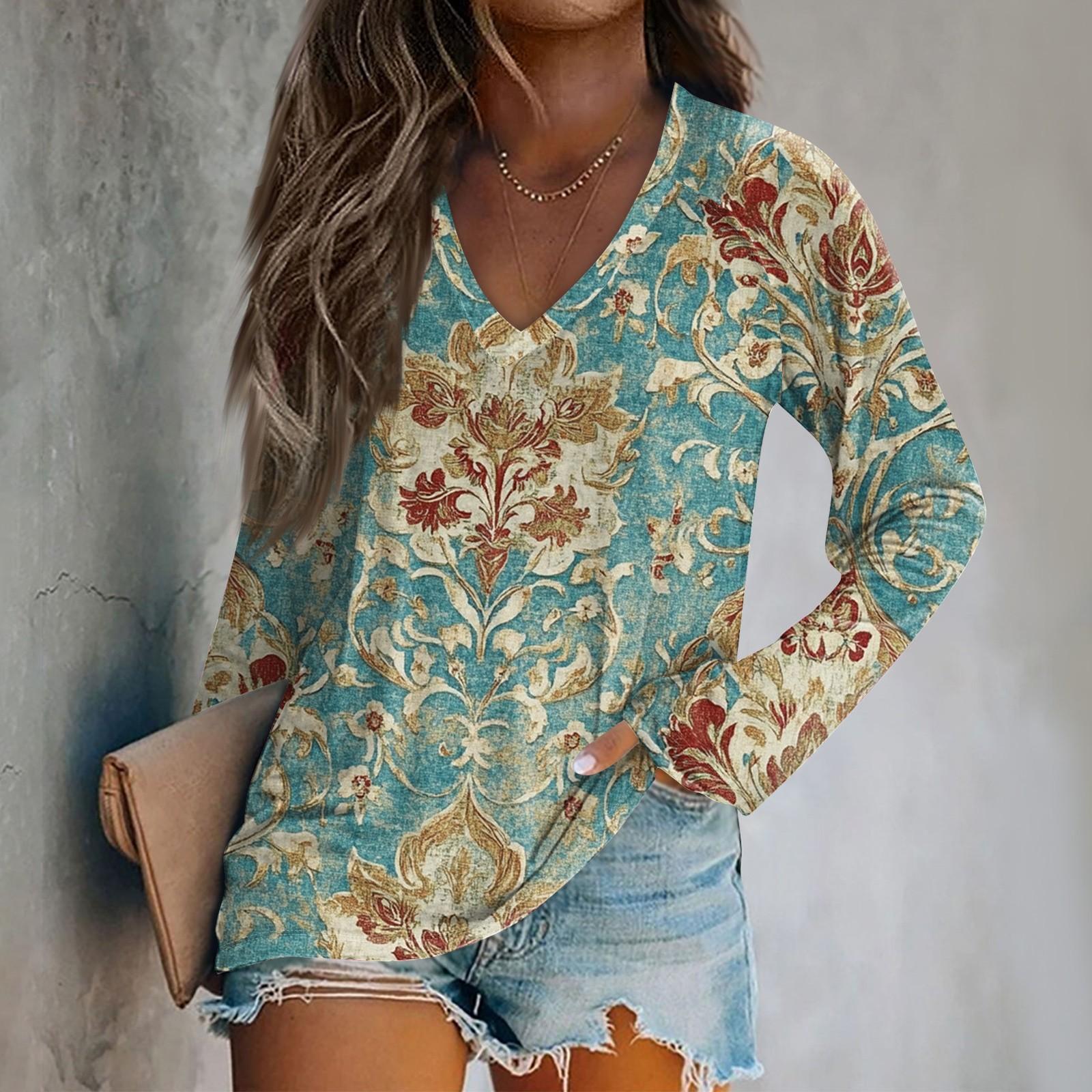 Women s Long Sleeve Plunger Sleeve Vintage Printed Casual Top T-Shirt XL небо синє кольору
Women s Long Sleeve Plunger Sleeve Vintage Printed Casual Top T-Shirt XL небо синє кольору
