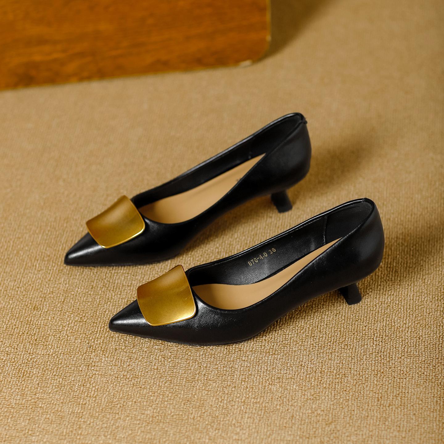 stiletto high heels 2026 spring French metal buckle pointed middle heel not tired feet soft leather shallow mouth single shoes 40
stiletto high heels 2026 spring French metal buckle pointed middle heel not tired feet soft leather shallow mouth single shoes 40