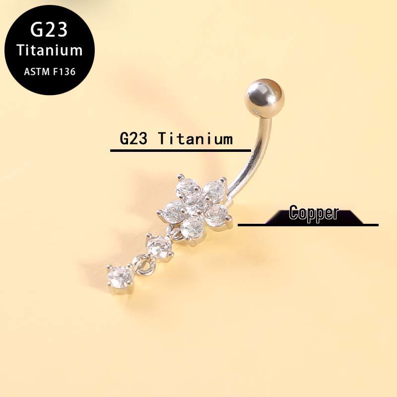 Стильный титановый пирсинг для пупка G23 с цирконом в виде цветка Titanium Color
Стильный титановый пирсинг для пупка G23 с цирконом в виде цветка Titanium Color