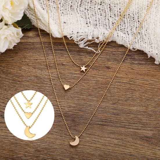 Женское ожерелье, однотонное, прочное, многослойное, цветное, нержавеющая сталь, декоративное, антикоррозийное, в форме звезды, регулируемое, для женщин