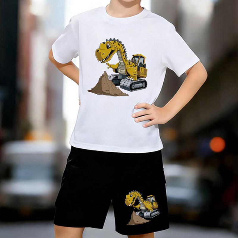 Boys 2 Piece Dinosaur excavator printed outfit, Short Sleeve T-Shirt and Shorts Set for Kids Age 5-14, White,Black Sporty Casual Summer Clothes 13-14 Years
Boys 2 Piece Dinosaur excavator printed outfit, Short Sleeve T-Shirt and Shorts Set for Kids Age 5-14, White,Black Sporty Casual Summer Clothes 13-14 Years