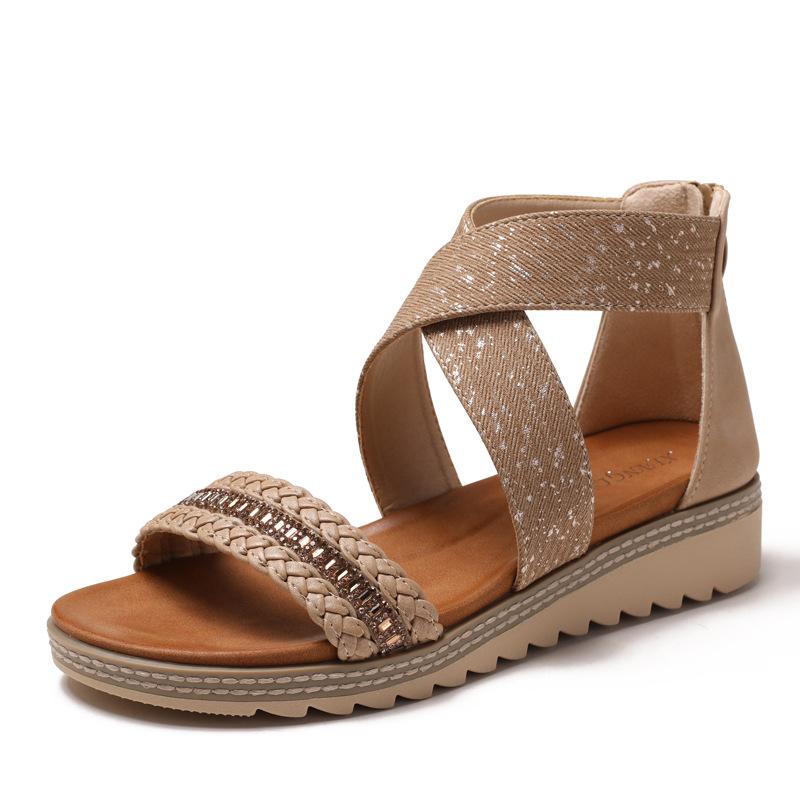 Rhinestone woven wedge heel sandals women s summer new bohemian open-toed muffin sole Roman sandals - 36
Rhinestone woven wedge heel sandals women s summer new bohemian open-toed muffin sole Roman sandals - 36