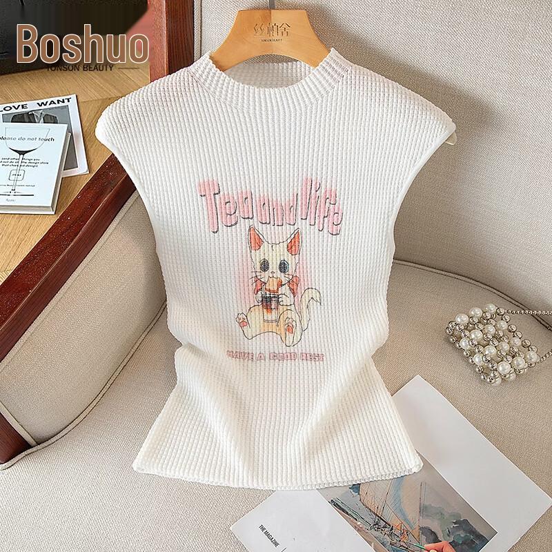 Women s Half High Collar Knitted Cartoon Print T-Shirt One Size
Women s Half High Collar Knitted Cartoon Print T-Shirt One Size