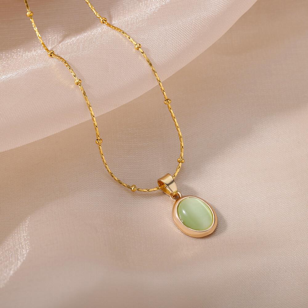 New Personality Fashion Gold Color Stainless Steel Opal Pendant Necklace for Women Luxury Zircon Accessories Gift Colorfast зелёный
New Personality Fashion Gold Color Stainless Steel Opal Pendant Necklace for Women Luxury Zircon Accessories Gift Colorfast зелёный