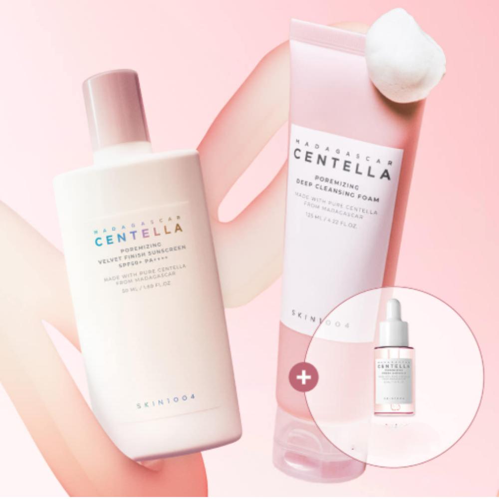 SKIN1004 Poremizing Velvet Sun Screen 50ml + Deep Cleansing Foam 125ml + Poremizing Fresh Ampoule 30ml
SKIN1004 Poremizing Velvet Sun Screen 50ml + Deep Cleansing Foam 125ml + Poremizing Fresh Ampoule 30ml