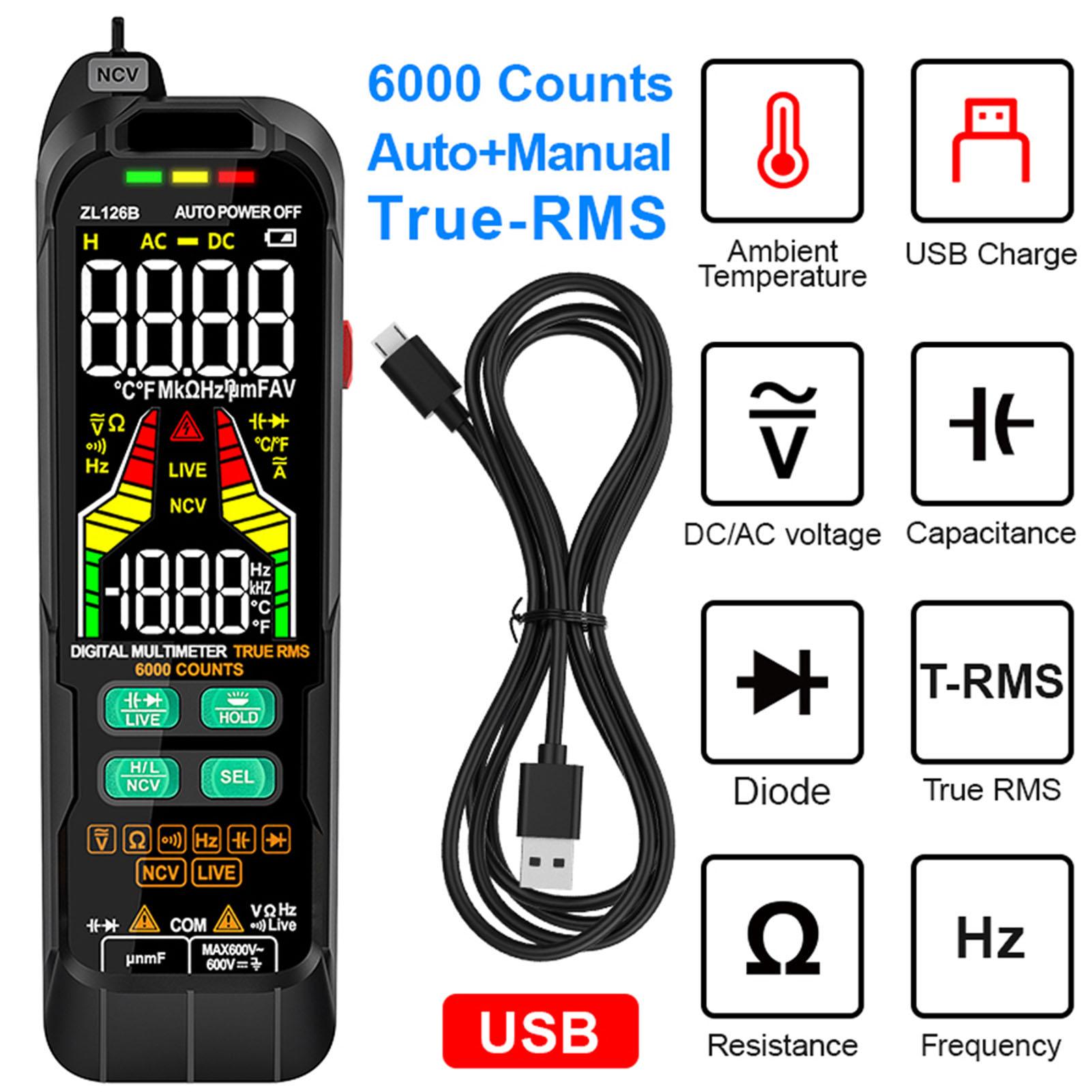 Digital Multimeter Professional Tester Meter Alternating Current Direct Current Voltage Multimetro True RMS Capacitance ZL126B різнокольоровий
Digital Multimeter Professional Tester Meter Alternating Current Direct Current Voltage Multimetro True RMS Capacitance ZL126B різнокольоровий