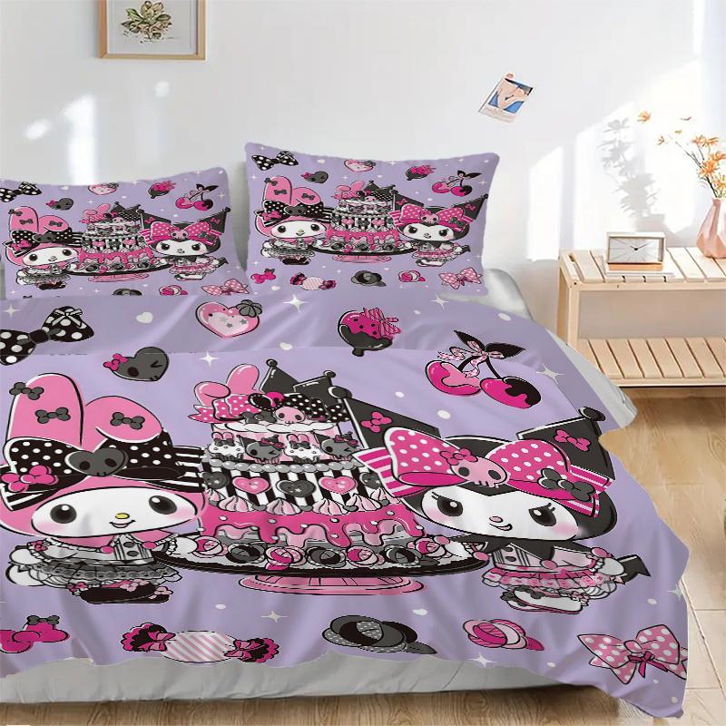3pcs My Melody and Kuromi Celebrate Printed Quilt Set - Includes 1 Quilt Cover and 2 Pillowcases, Machine Washable - Suitable for All Seasons.H07 135x200cm
3pcs My Melody and Kuromi Celebrate Printed Quilt Set - Includes 1 Quilt Cover and 2 Pillowcases, Machine Washable - Suitable for All Seasons.H07 135x200cm