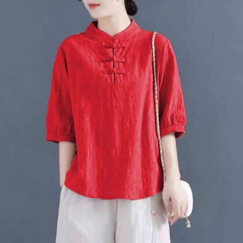 Trade France Single Button Cotton Linen Half Sleeve Shirt Chinese Stand Collar Zen Tea Clothes Summer Large Size Linen T-shirt Women s Clothing China Red M
Trade France Single Button Cotton Linen Half Sleeve Shirt Chinese Stand Collar Zen Tea Clothes Summer Large Size Linen T-shirt Women s Clothing China Red M