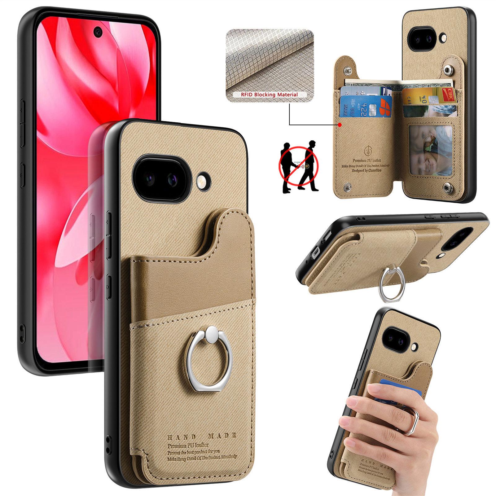 For Google Pixel 9a Case with Card Holder Kickstand Leather+TPU+PC Phone Cover Khaki
For Google Pixel 9a Case with Card Holder Kickstand Leather+TPU+PC Phone Cover Khaki