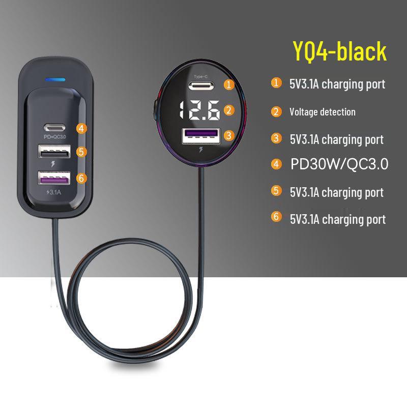 Multi-Port Transparent Car Charger with Colorful Lights - Super Fast Charging for Rear Seats
Multi-Port Transparent Car Charger with Colorful Lights - Super Fast Charging for Rear Seats