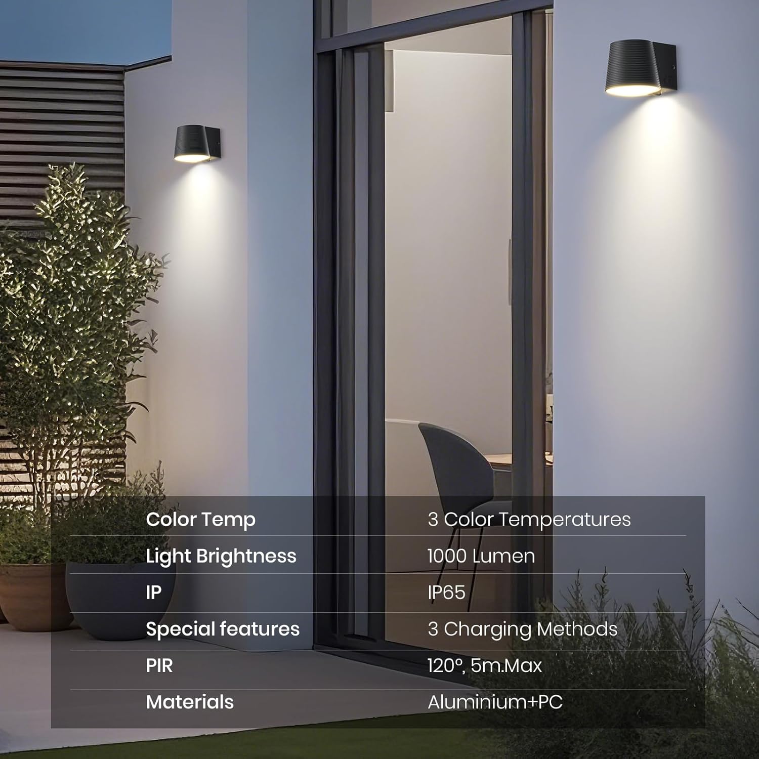 Hybrid Charging Outdoor Sconce Light, Solar & AC, 3 CCT, PIR Motion Sensor, 1000LM Dimmable, Waterproof, Dark Gray, 1pc United States
Hybrid Charging Outdoor Sconce Light, Solar & AC, 3 CCT, PIR Motion Sensor, 1000LM Dimmable, Waterproof, Dark Gray, 1pc United States