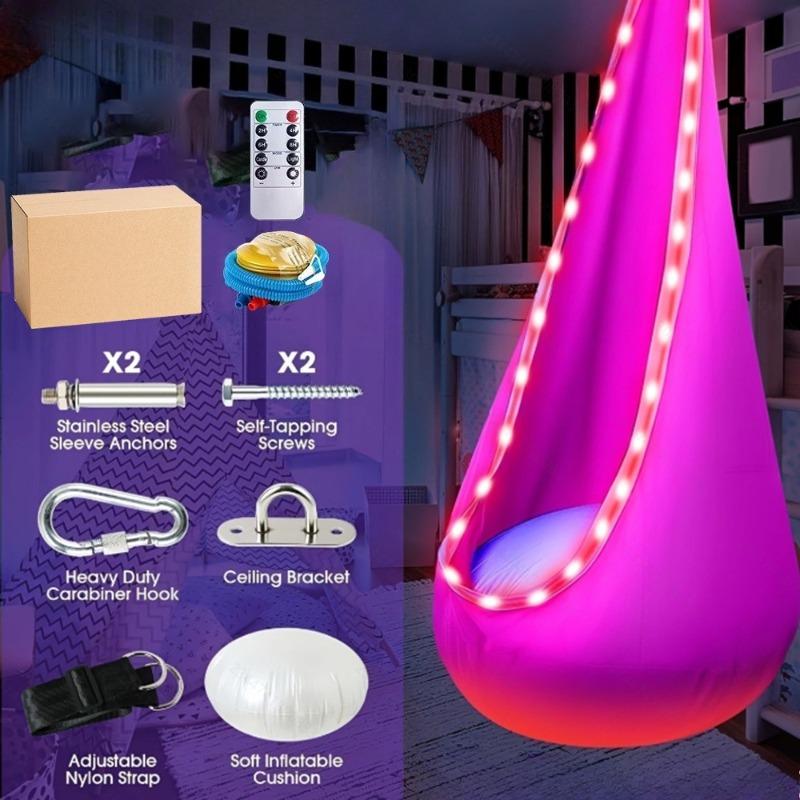 Glowing Portable Hanging Chair LED Hammock Inflatable Suspended Children Single Hammocks Plush Indoor Swing Hammocks with Light
Glowing Portable Hanging Chair LED Hammock Inflatable Suspended Children Single Hammocks Plush Indoor Swing Hammocks with Light