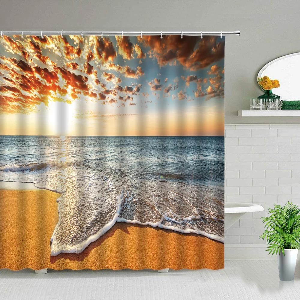 Sunlight Ocean Beach Shower Curtain Waterproof Fabric Bathroom Curtains Sunset Dusk Sea Landscape Print Bath Screen With Hooks W60H190(CM)-1 Pcs
Sunlight Ocean Beach Shower Curtain Waterproof Fabric Bathroom Curtains Sunset Dusk Sea Landscape Print Bath Screen With Hooks W60H190(CM)-1 Pcs