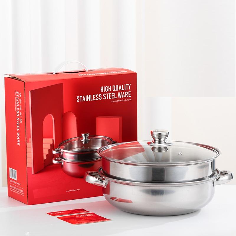 2-Layer Steamer Stainless Steel Kitchen Boiling Soup Steaming Pot with Lid for Home Silver Hot Pot Steamer Veg Cooker
2-Layer Steamer Stainless Steel Kitchen Boiling Soup Steaming Pot with Lid for Home Silver Hot Pot Steamer Veg Cooker