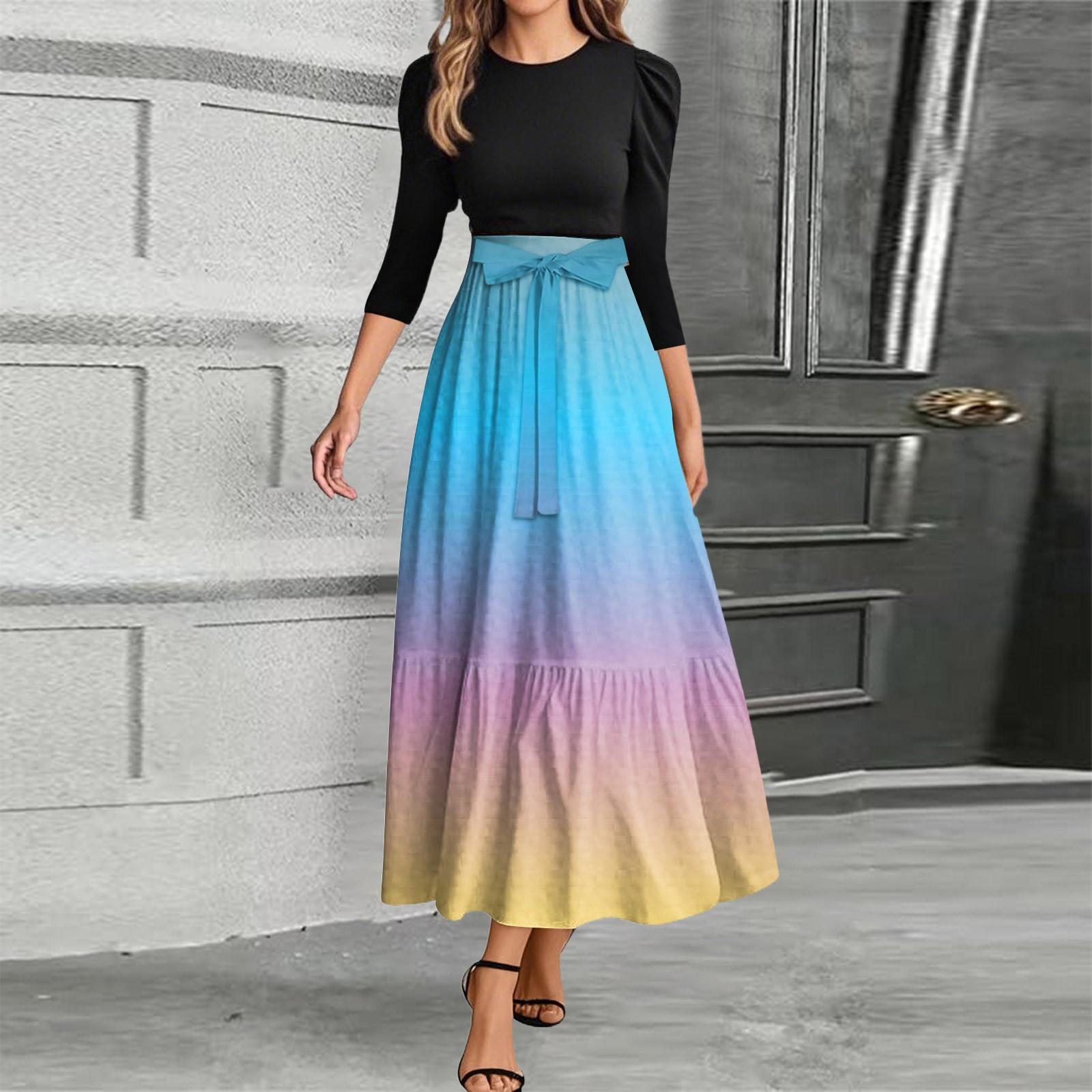 Women s Fashion Casual Belt Round Neck Gradient Splicing Elegant Temperament Three-quarter Sleeve Dress XXL
Women s Fashion Casual Belt Round Neck Gradient Splicing Elegant Temperament Three-quarter Sleeve Dress XXL